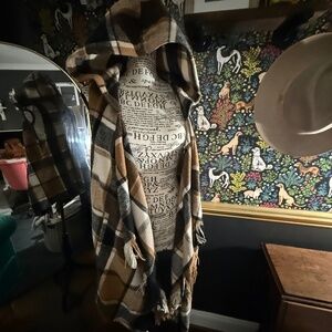 Altar'd  State plaid vest with hood